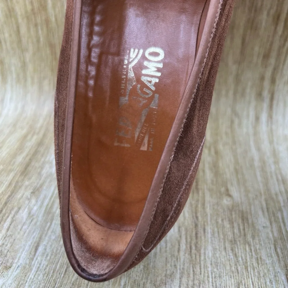 Salvatore Ferragamo Loafers Men's Size 11.5 D Brown Suede Kiltie Wingtip Casual